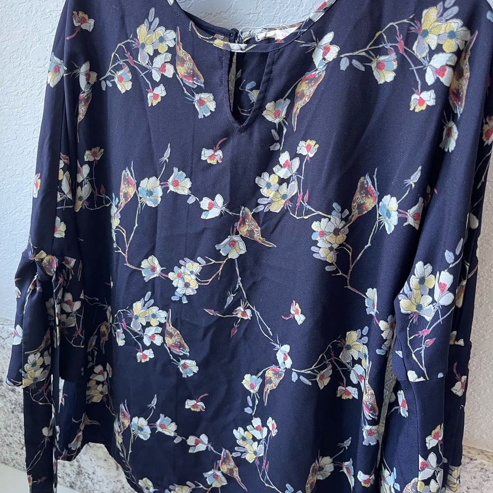 Floral Blouse with Tie Sleeves